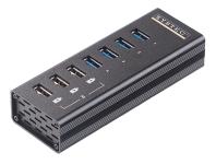 Xystec Aktiver USB-3.0-Hub mit 4 Ports & 3 Schnell-Lade-Buchsen (BC 1.2), 4 A