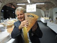 Swiss affineur Walo von Mühlenen awards trophy to Champignon cheese dairy in Lauben in Allgäu