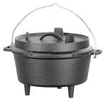 Rosenstein & Söhne Dutch Oven aus Gusseisen mit Standfüßen, 2in1-Deckel & Pfanne, 3 l