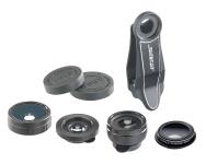 Somikon 4er-Set Premium-Vorsatzlinsen, Weitwinkel, Fischeye, Makro, Pol-Filter
