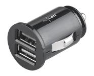 revolt Kompaktes Kfz-USB-Ladegerät mit 2 Lade-Ports, 4,8 A, 12/24 Volt, 24 Watt