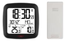infactory Digitaler Funkwecker mit Dual-Alarm, Thermometer, Außensensor, Datum