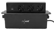 revolt Versenkbare 3-fach Einbau-Tischsteckdose, USB-C, PD & QC 3.0, schwarz oder silber