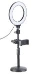 Somikon Professionelles LED-Ringlicht mit Smartphone-Halterung, dimmbar, Ø16 cm