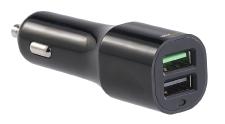 revolt Kfz-USB-Ladegerät, 2 Ports, Quick Charge 3.0, 12/24 V, bis 3 A/31,5 W