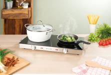 Rosenstein & Söhne Glaskeramik-Doppelkochfeld mit Infrarot-Wärme, 2.800 Watt, Ø 16,5 & 20 cm