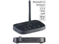 auvisio 2in1-Audio-Sender & -Empfänger BTR-300, Bluetooth 4.2, aptX, 50 m Reichweite