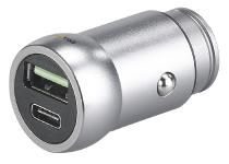 revolt Mini-Kfz-USB-Ladegerät, USB Typ A & C, QC 4.0+, 12/24 V, 4,5 A, 30 Watt