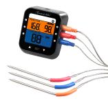 Rosenstein & Söhne Profi-Grillthermometer mit Bluetooth und App, Farb-Display, 6 Fühler