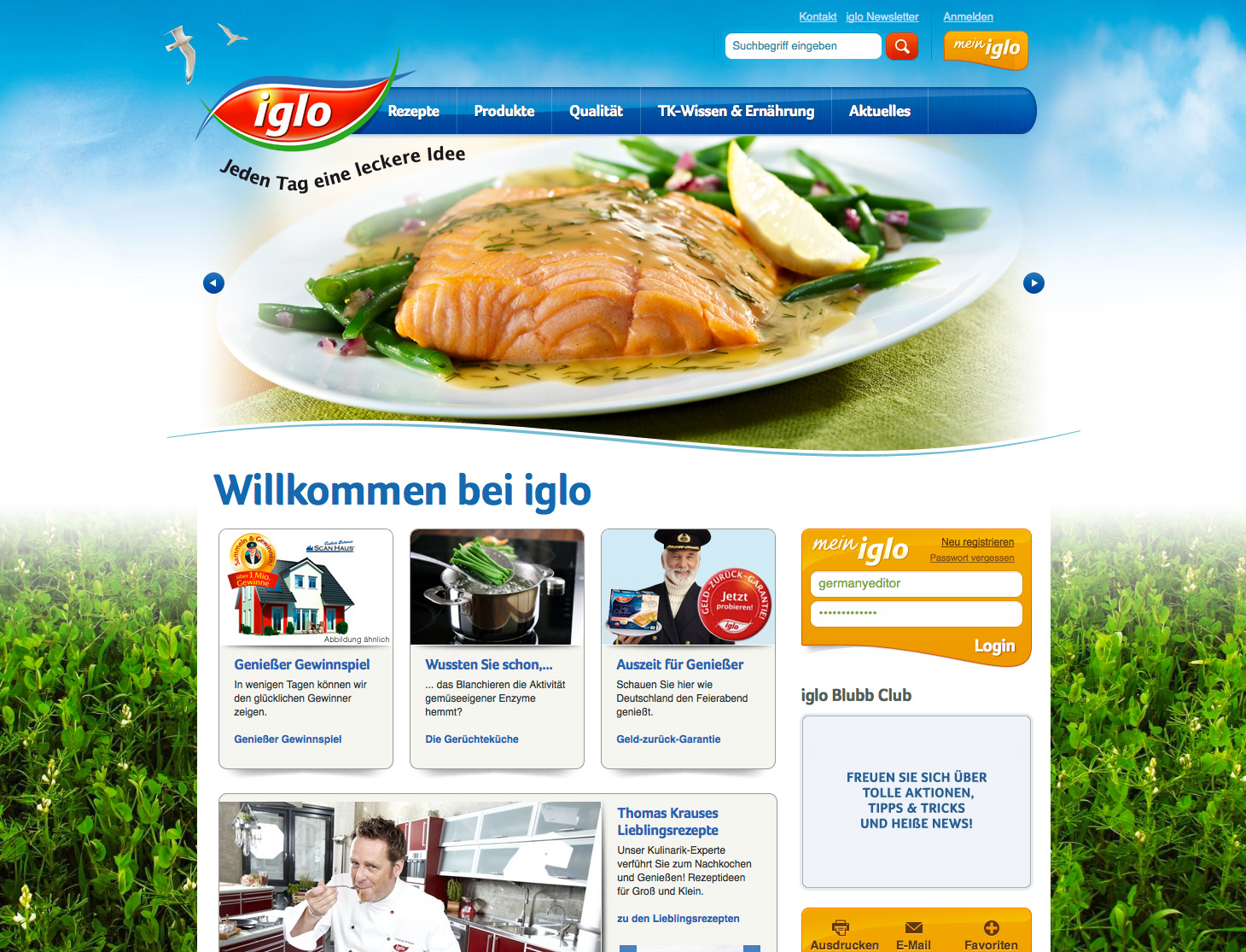 Modern, benutzerfreundlich, lecker iglo Website präsentiert sich in