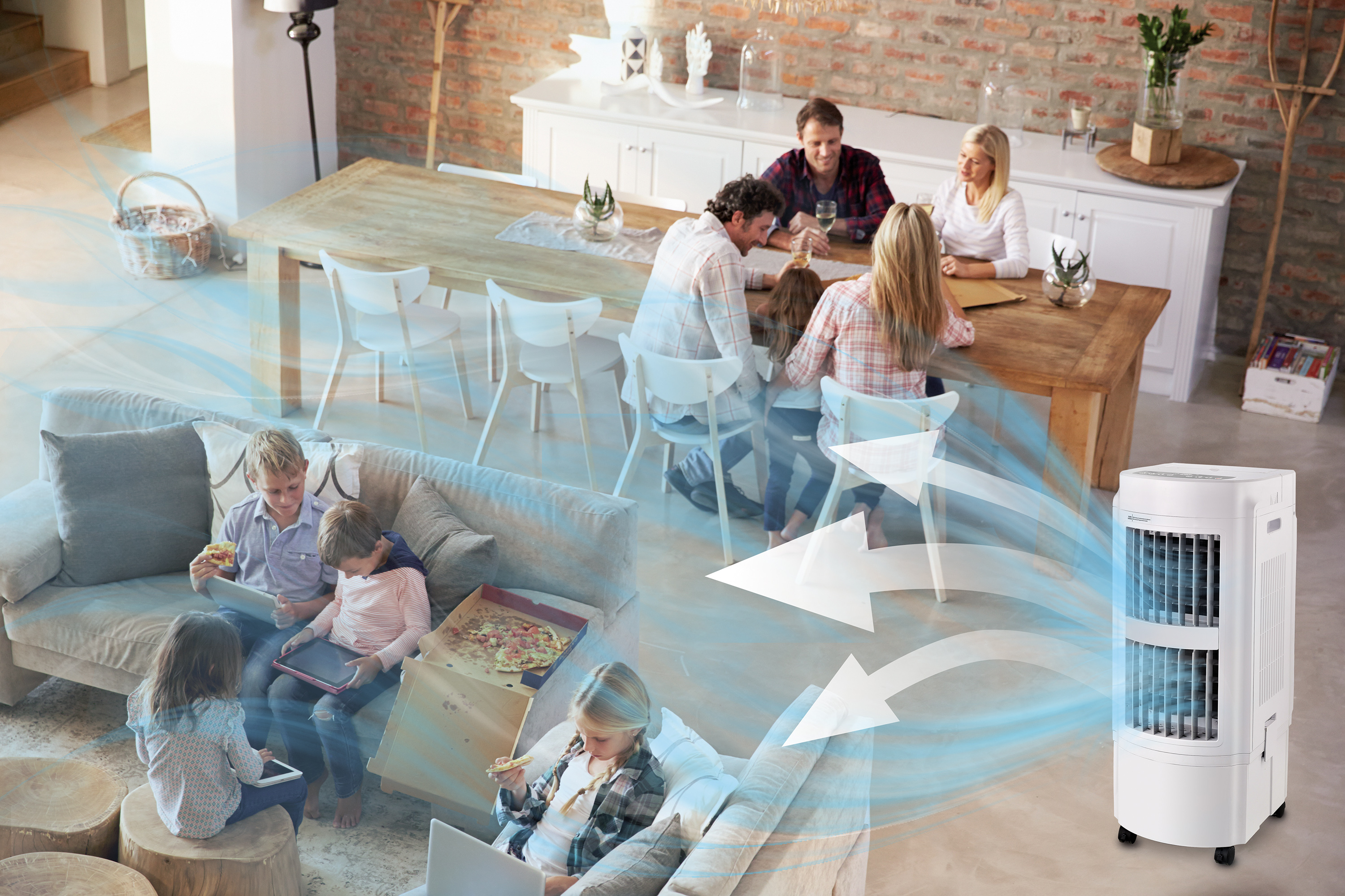 Sichler Haushaltsgeräte Verdunstungs-Luftkühler LW-540 mit Walzen