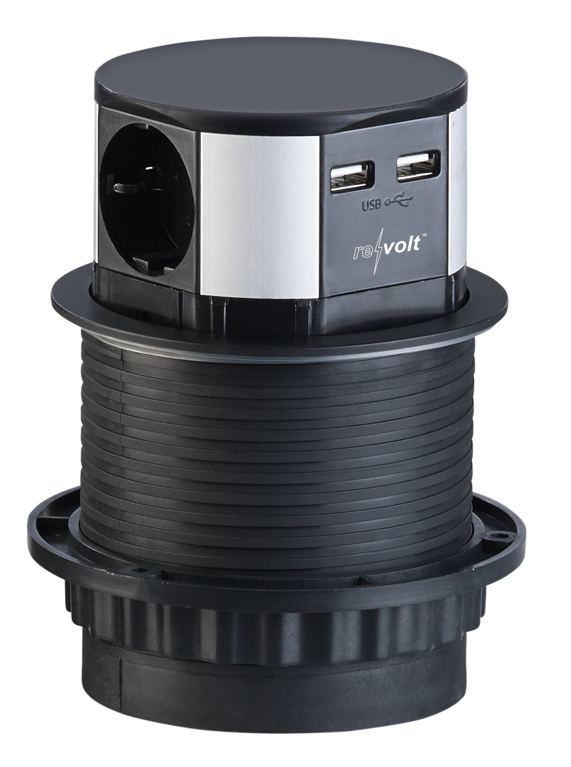 revolt 230V USB Steckdose: 2er-Set Steckdosen mit 360° drehbarem