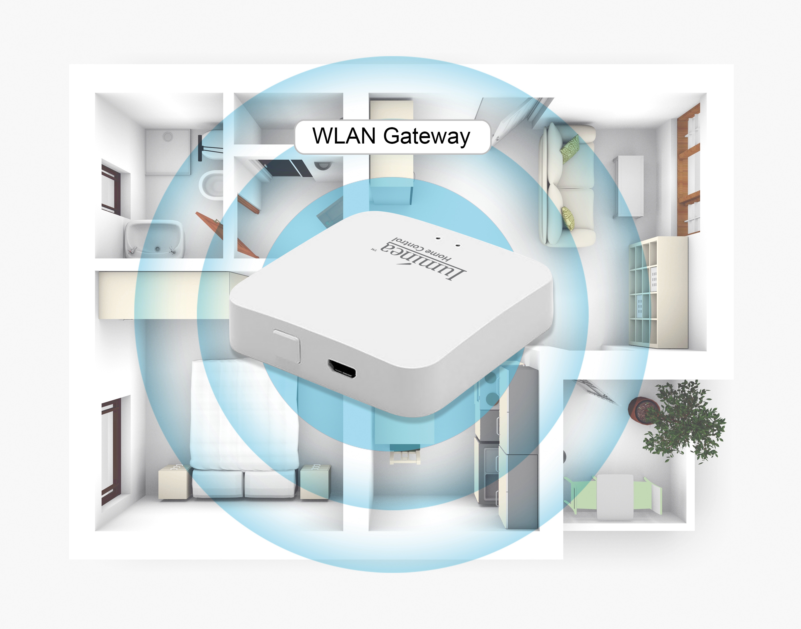 Bluetooth/WLAN-Gateway 2,4 GHz Tuya Ökosystemspezifisch – ausfahrbare Antenne zur Erhöhung der Reichweite – unterstützt bis zu 20 gleichzeitige Verbindungen