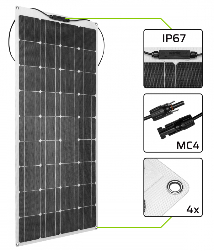 ♥ Flexibeles Solarpanel 220w 100w 130w Semiflexibles Mono