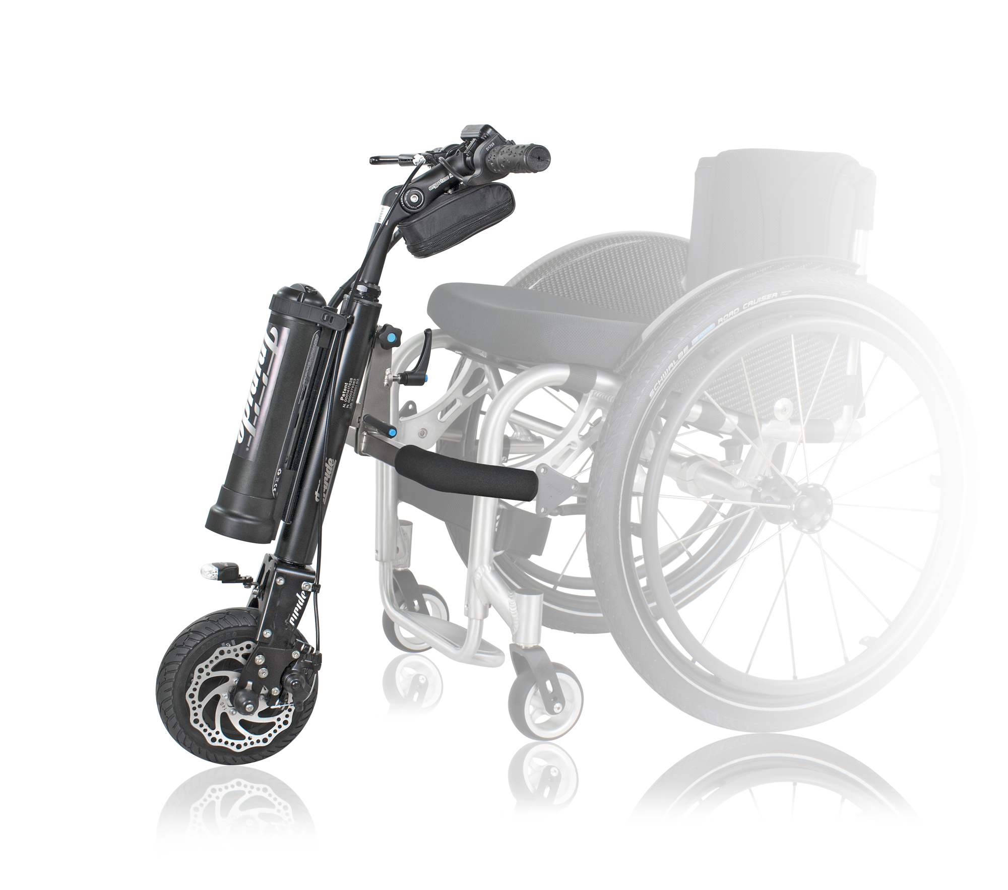 Электронные коляски купить. Электрическая приставка для инвалидной коляски Angel solo 2. Электроприставка для инвалидной коляски. Электрокомплект для инвалидной коляски. Крепление электро приставки к инвалидной коляске.