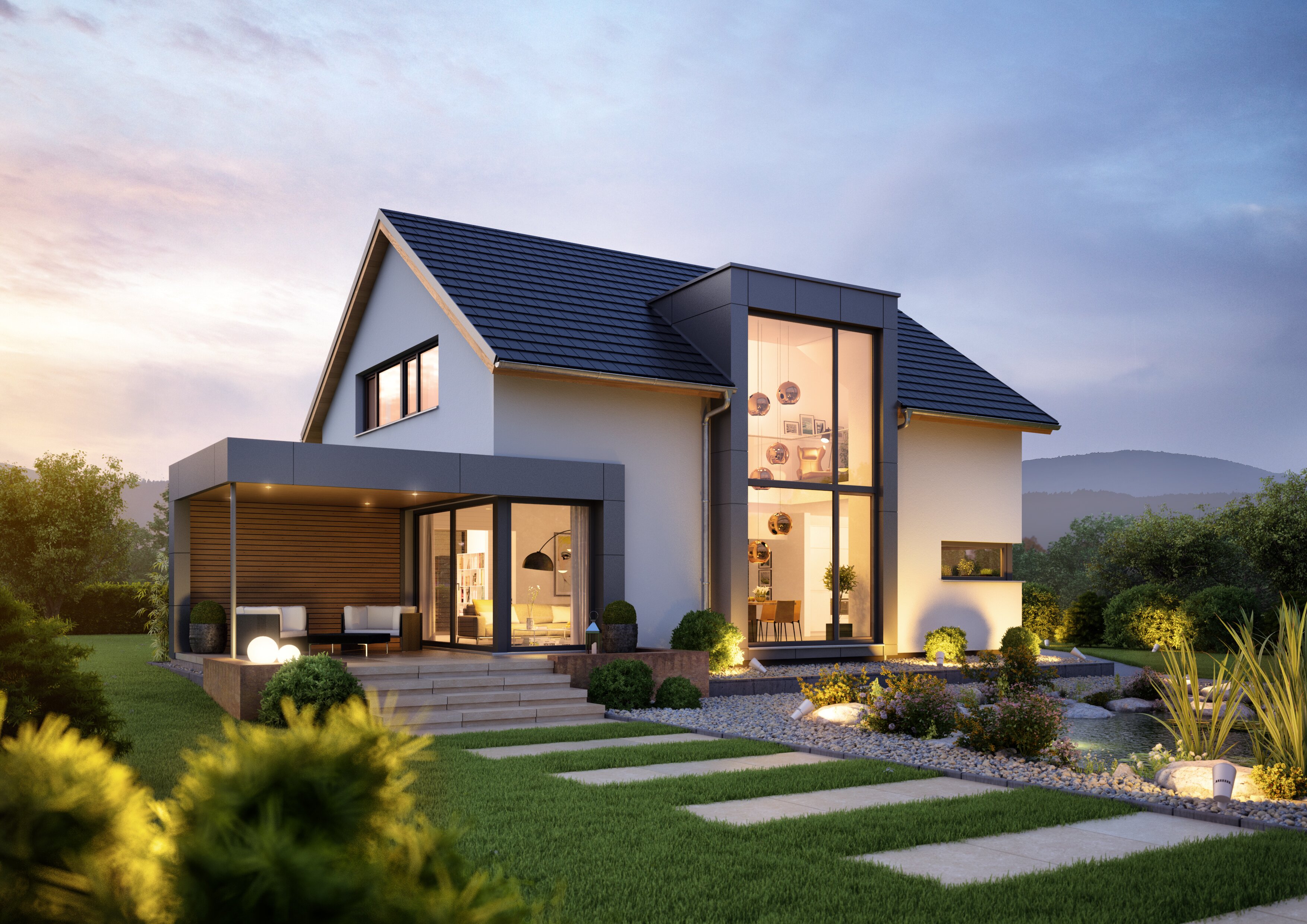 Современные коттеджи фото. Звенигород фэмили парк. Проекты коттеджей. Дом с мансардой и террасой 120кв. Проект дома самых красивых.