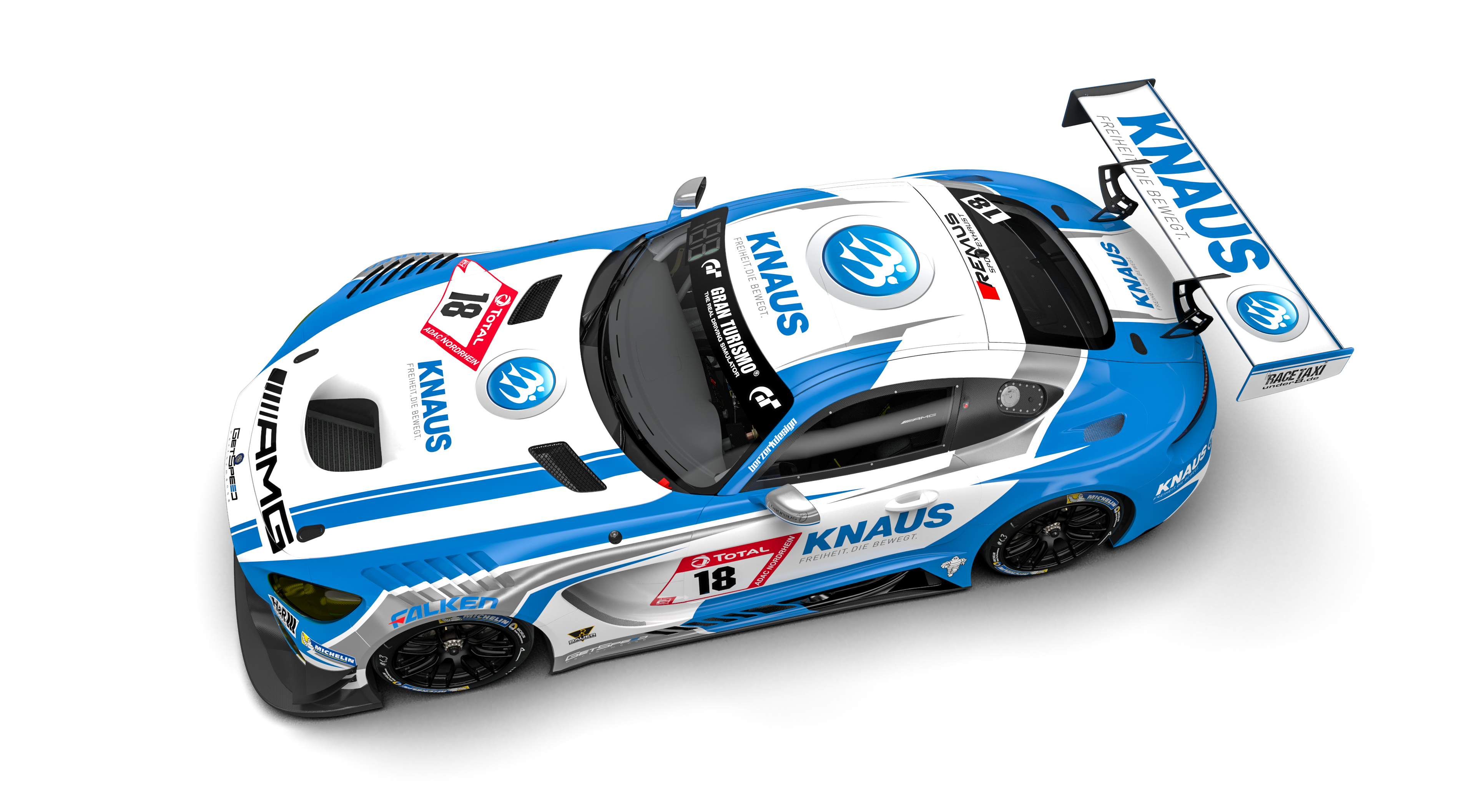 Vettel blasts through the "green hell" in a KNAUSthemed race car