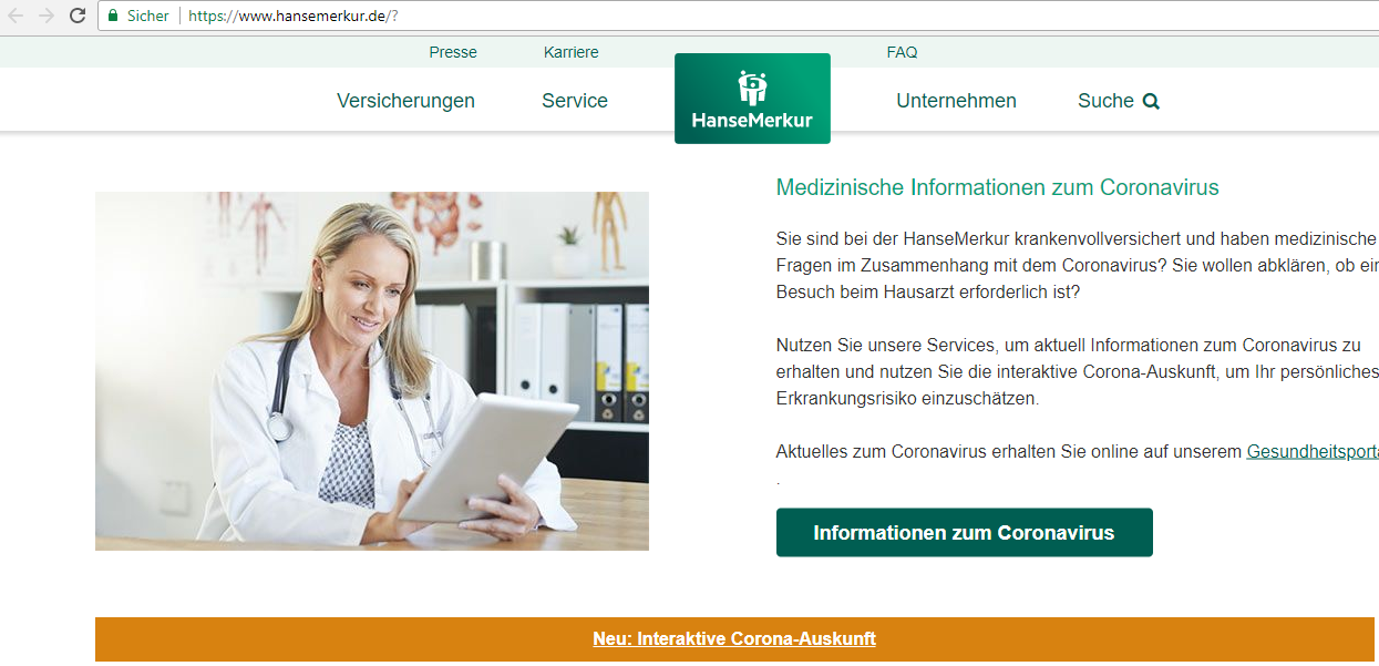 Hansemerkur Erstes Pkv Unternehmen Mit Corona Bot Hansemerkur Pressemitteilung Lifepr