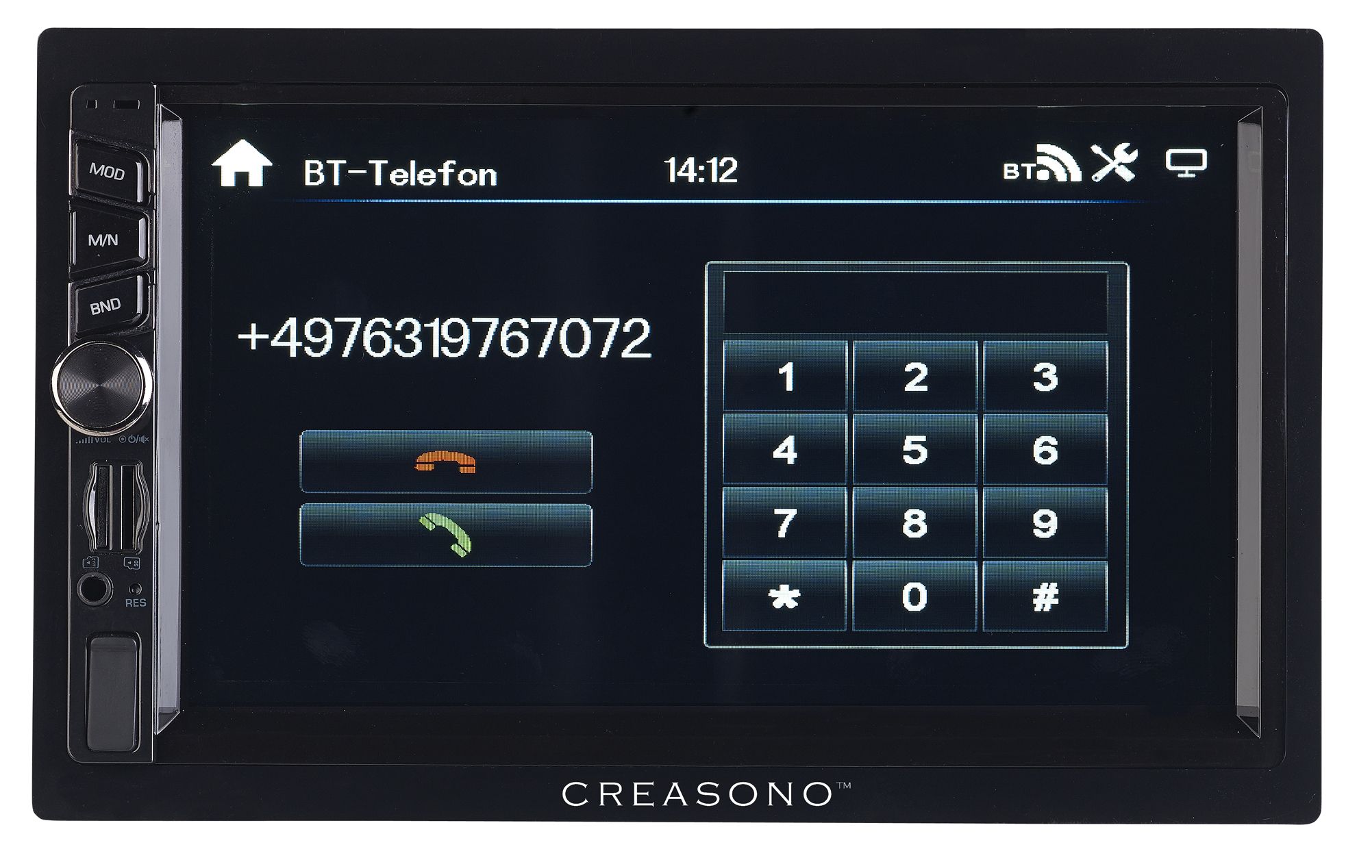 Creasono 2-DIN-Autoradio, Touchdisplay, Freisprecher