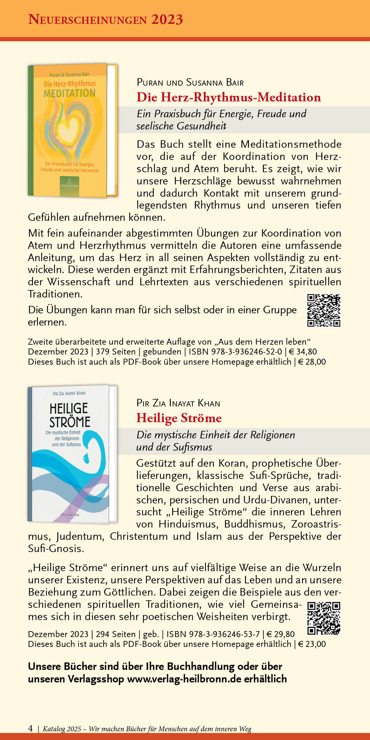 Verlag Heilbronn Der neue Katalog 2025 „Bücher für Menschen auf dem