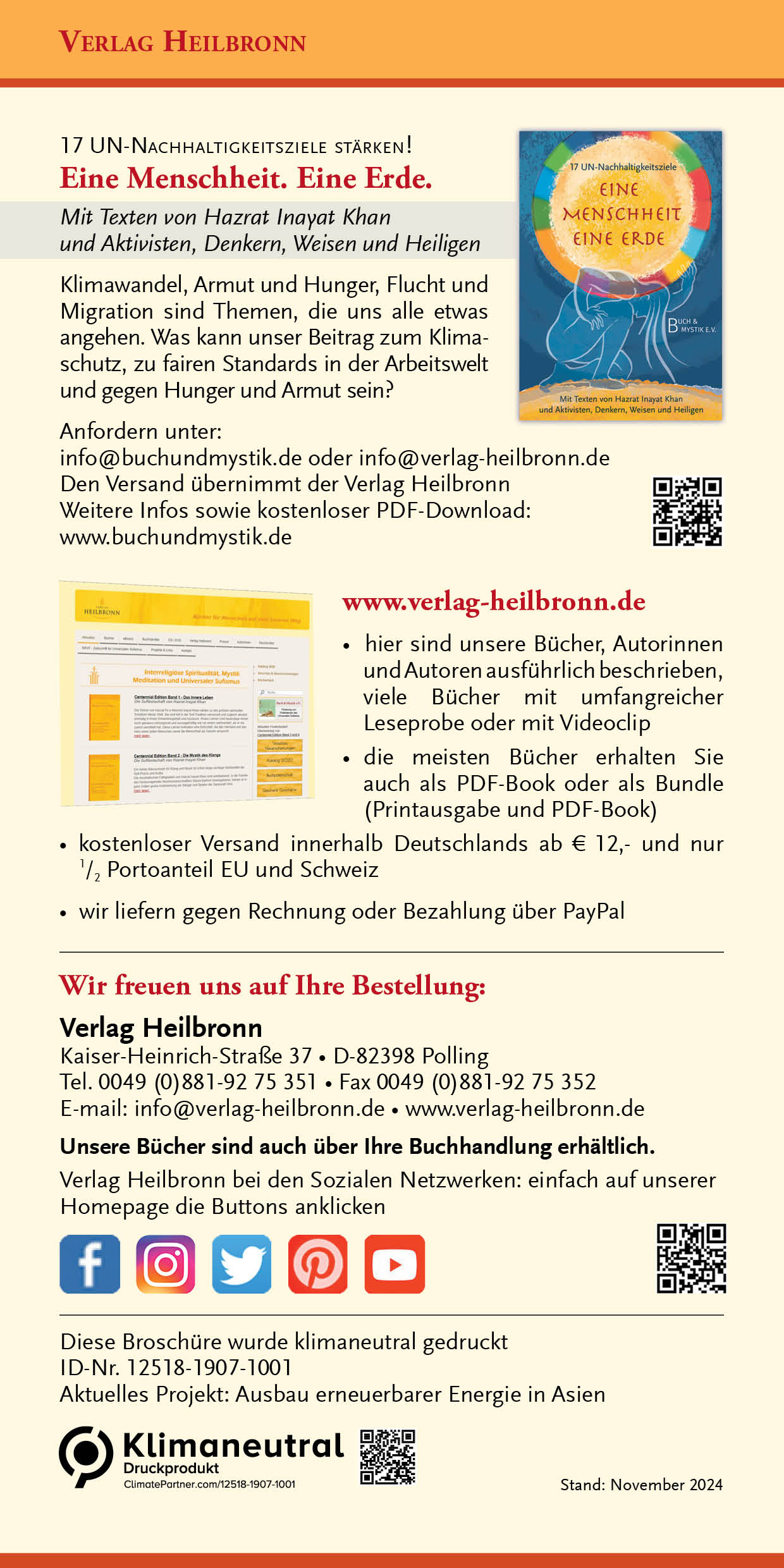 Verlag Heilbronn Der neue Katalog 2025 „Bücher für Menschen auf dem