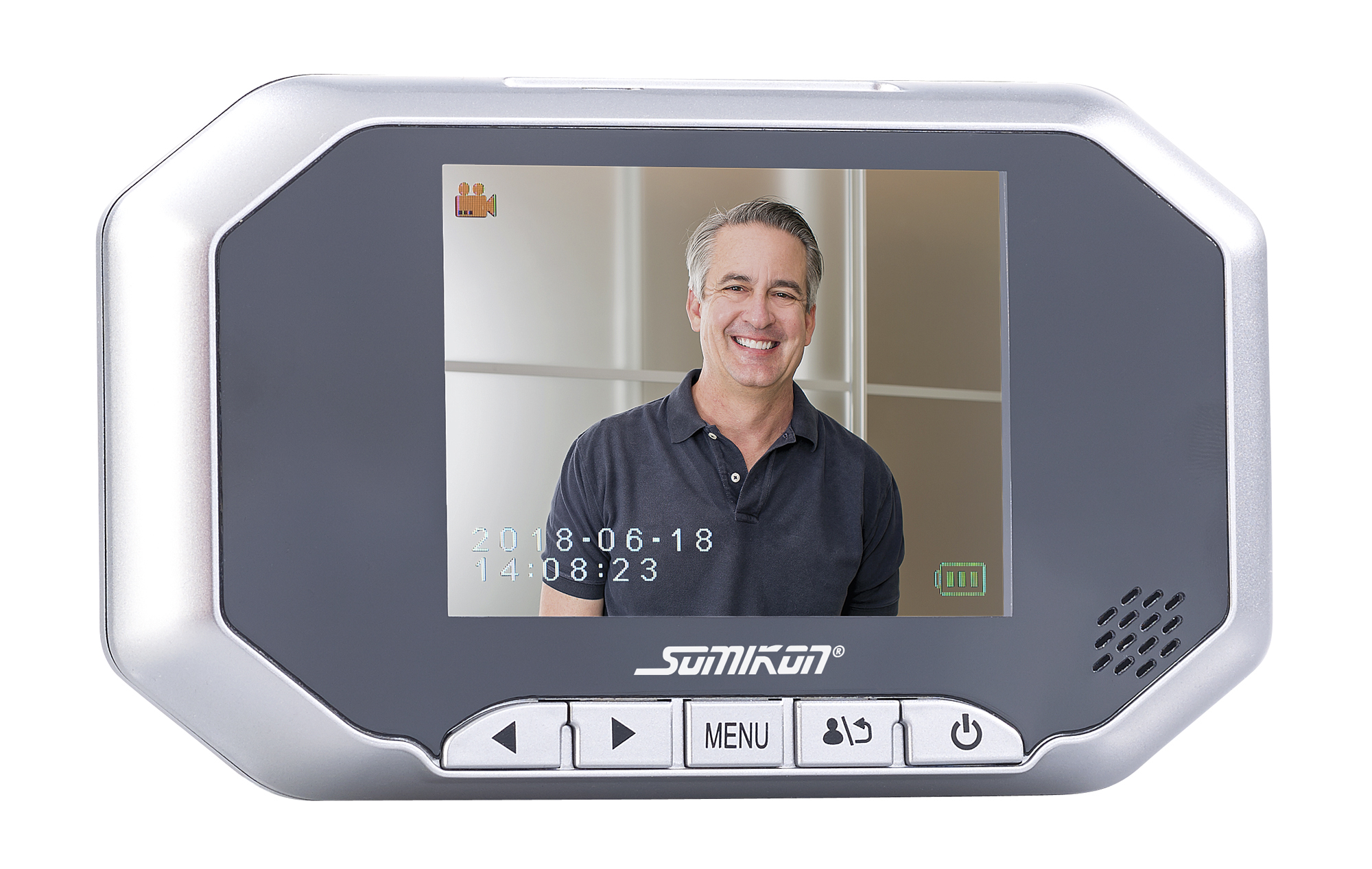 Digitale Türspion-Kamera VTK-200 von Somikon mit 8,9-cm-Display, PIR