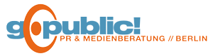 Logo der Firma go public! Agentur für PR- und Medienberatung