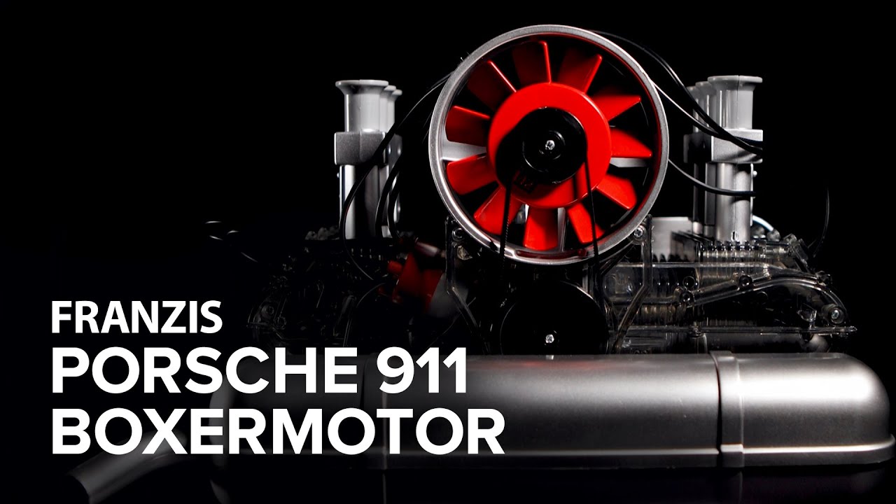 Porsche 911 Boxermotor, Motorbausatz im Maßstab 1:4, originalgetreues Funktionsmodell inkl. Soundmodul und wertigem Begleitbuch