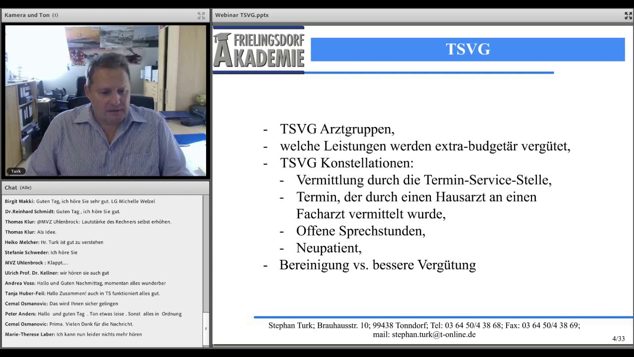 TSVG Umsetzung in der Praxis vom 26.06.2019 mit Stephan Turk
