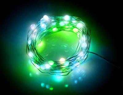 Luminea Home Control RGB-LED-Lichterdraht mit Musik-Steuerung, WLAN und App, USB, 5 m