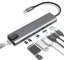 Callstel 8in1-USB-C-Adapter, 4K-HDMI mit 60 Hz, 87 Watt PD, USB 3.0, RJ45, SD-Slott