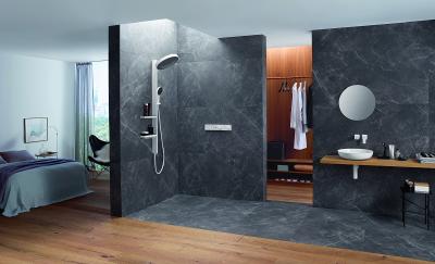 Durch die Gesamtkomposition aus innovativer Technologie, trendbewusstem Design und höchstem Qualitätsanspruch eröffnet Rainfinity eine neue Dimension des Duschens. Mit ihrer / Copyright: hansgrohe / Hansgrohe SE