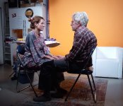 Die beiden Schauspieler Janina Verzieri und Detlef Brucker bei den Proben ihrer Szenen für den Camera Acting-Workshop.