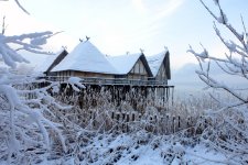 Winterzauber in den Pfahlbauten Unteruhldingen.