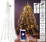 Lunartec WLAN-Tannenbaum-Überwurf-Lichterkette mit App, 6 Girlanden, 180 LEDs