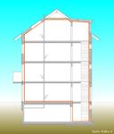 Innenmaße über alles: Die Hüllfläche nach DIN EN 13829 meint die Gesamtfläche aller Decken, Böden und Wände, die das untersuchte Volumen umschließen.  Grafik: FLiB e. V. Abdruck bei Quellenangabe honorarfrei. Belegexemplar erbeten.