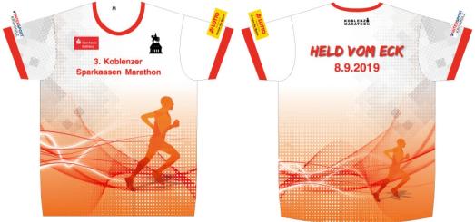Das ist einer von zwei Entwürfen für das hochwertige Funktionsshirt. Bis Ende Mai können alle Sportfreunde auf www.koblenz-marathon.de/shirt darüber abstimmen