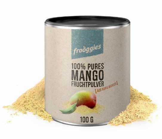 frooggies. Aus 600 Gramm frischen Mangos entsteht 100 Gramm veganes Fruchtpulver ohne Zucke.jpg
