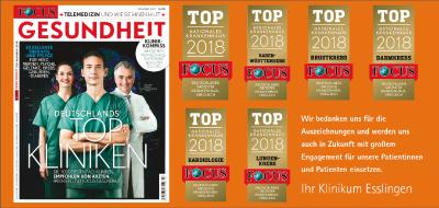 Klinikum Esslingen auch 2017 wieder unter den TOP-TEN Focus Kliniken
