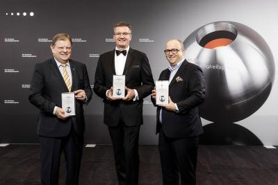 Die Nominierten für den Sonderpreis "Ressourceneffizienz" 2018: HEINZ-GLAS GmbH & Co. KGaA, DSD-Duales System Holding GmbH & Co. KG, IKEA Deutschland GmbH & Co. KG. Fotograf: Jochen Rolfes