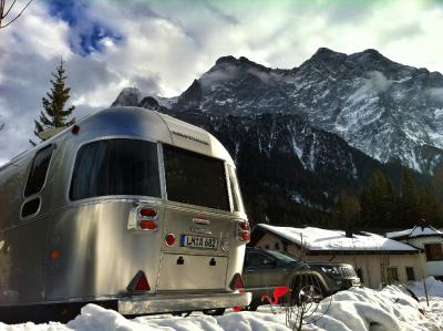 Airstream Wohnwagen an der Zugspitze