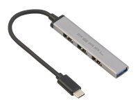 PEARL USB-C-Hub mit 4 Ports, 1x USB 3.0, 3x USB 2.0, bis 5 Gbit/s, Aluminium