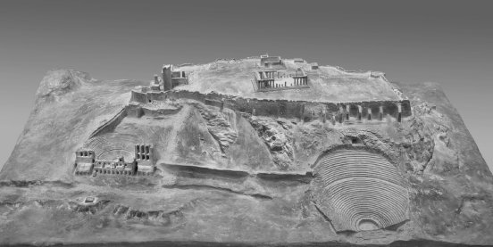 Historisches Modell der Athener Akropolis, Museum Alte Kulturen der Universität Tübingen, Foto T.jpg