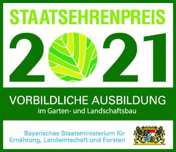 Bild (StMELF): Der Staatsehrenpreis für vorbildliche Ausbildung im Garten- und Landschaftsbau ist mit einer Jahreszahl versehen. Die Auszeichnung darf in Verbindung mit diesem Prämierungsdatum durch den Ausbildungsbetrieb als Preisträger für eigene Marketingzwecke, beispielsweise in der Nachwuchswerbung, verwendet werden.