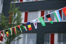 Aus ganz Deutschland kommen Studierendenvertretungen zusammen, um über die Internationalisierung an Hochschulen zu sprechen. / Copyright TH Lübeck: TH-Lübeck-Länderwimpel