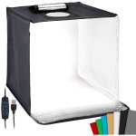 Somikon Fotobox zum Fotografieren, faltbar, mit LED-Licht, 40 x 40 x 40 cm