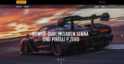 Ausschnitt aus der Startseite der deutschen Pirelli Website www.pirelli.com