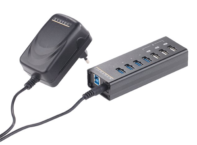 PX-1913_4_Xystec_Aktiver_USB-3-Hub_mit_4_Ports_und_3_Schnell-Lade-Buchsen_4_A.jpg