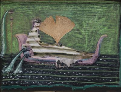 Strawalde, Über Jacques-Louis Davids "Madame Recamier", 2008, Mischtechnik über Kunstdruck, 20 x 26 cm, im Besitz des Künstlers, Foto: Franz Zadniček / © VG Bild-Kunst, Bonn 2018