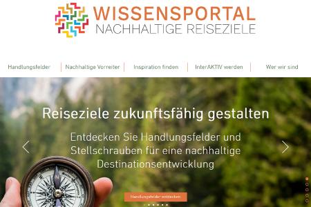 Auszug von der Startseite des Wissensportals Nachhaltige Reiseziele